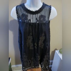 Dark gray lace sleeveless by Taylor and Sage, 26 inches long 20-in bust
